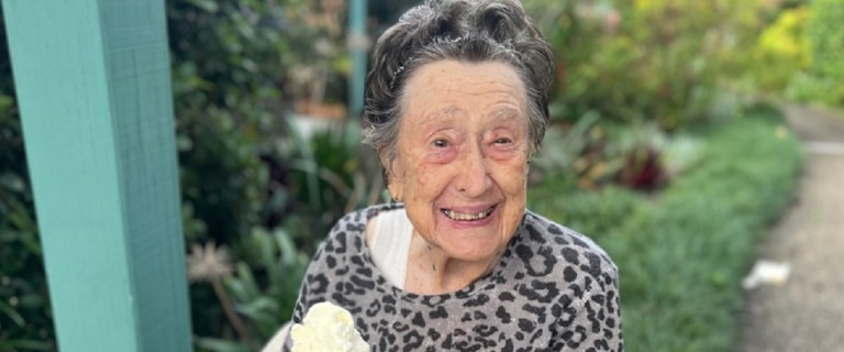 Daphne celebrating her 100th birthday.jpg Daphne celebrating her 100th birthday.jpg